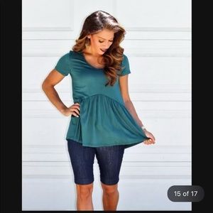 Green Babydoll V-Neck T-Shirt